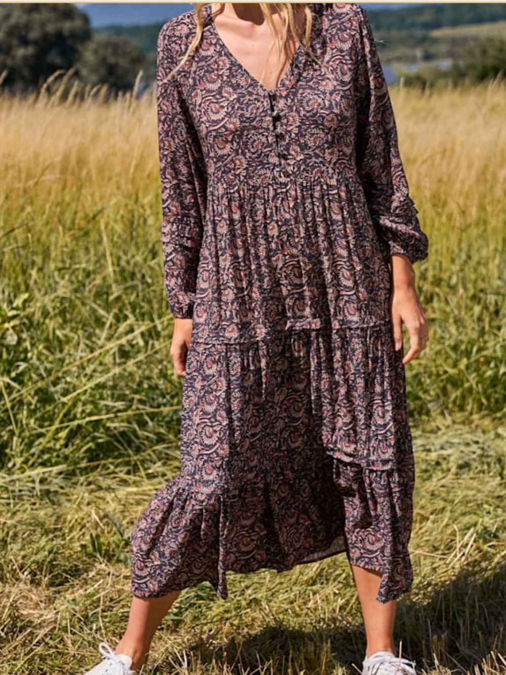 Faherty Isabella Dress in Artisan Block Print Size S